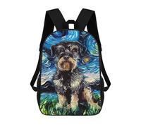 sinyumoney Sleeping Giraffe in Tropical Paradise Zaino scolastico per ragazze e ragazzi, zaino con tasca, zaino alla moda per bambini, Dog Starry Night Schnoodle, 17"