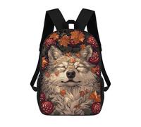 sinyumoney Sleeping Wolf in Autumn Zaino Scolastico Stampato in 3D, Borse Scolastiche Per Ragazzi E Ragazze, Zaino Per Laptop Per Bambini/studenti/adulti 17inch