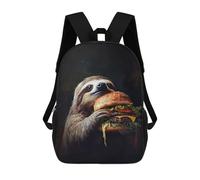 sinyumoney Sloth Eating Burger Zaino Scolastico Per Bambini, Borsa Scolastica Stampata in 3D Per Ragazzi, Studenti Delle Scuole Elementari E Medie 17inch