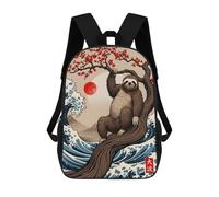 sinyumoney Sloth Great Wave Zaino Per Bambini Borsa Scolastica Per Ragazzi Cartone Animato Stampa 3D Borsa Scolastica Per Studenti Zaino Per Laptop Per Ragazzi E Ragazze 17inch