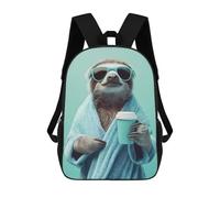 sinyumoney Sloth in A Robe with Coffee Zaini Stampati in 3D, Borsa Scolastica Casual Per Bambini, Borsa Scolastica Alla Moda Per Ragazzi, Studenti Delle Scuole Medie 17inch