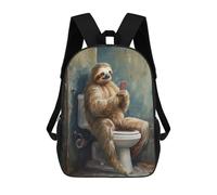 sinyumoney Sloth Mobile Phone Toilet Zaino Scolastico Per Bambini Alla Moda Casual Zaini Per Bambini Stampati in 3D Borse Scolastiche Per Ragazzi Zaino Grande 17inch