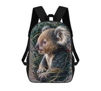 sinyumoney Smiling Corgi Illustrazione Zaino Scuola Per Bambini Stampato 3D Ideale Per Viaggi E Libri, Koala In Green And Gold, 17"