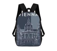 sinyumoney Smiling Corgi Illustrazione Zaino Scuola Per Bambini Stampato 3D Ideale Per Viaggi E Libri, Vienna Cityscape, 17"