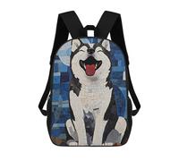sinyumoney Smiling Husky Mosaic Zaino Scolastico Per Bambini, Stampato in 3D, Borsa Scolastica Alla Moda, Borsa Scolastica Casual Per Ragazzi, Studenti Delle Scuole Elementari E Medie 17inch