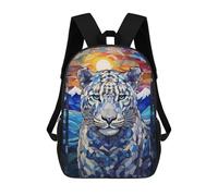 sinyumoney Snow Leopard Stained Glass Zaini Stampati in 3D, Borsa Scolastica Casual Per Bambini, Borsa Scolastica Alla Moda Per Ragazzi, Studenti Delle Scuole Medie 17inch