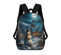 sinyumoney Snowman at Night Zaino Per Bambini Borsa Scolastica Per Ragazzi Cartone Animato Stampa 3D Borsa Scolastica Per Studenti Zaino Per Laptop Per Ragazzi E Ragazze 17inch