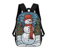 sinyumoney Snowman Stained Glass Zaino Scolastico Per Bambini, Borsa Scolastica Stampata in 3D Per Ragazzi, Studenti Delle Scuole Elementari E Medie 17inch
