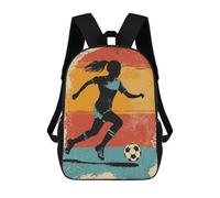 sinyumoney Soccer Player Silhouette Zaino Scolastico Alla Moda Per Studenti, Adatto A Ragazzi E Ragazze, Ideale Per Viaggi All'aperto E Attività Ricreative. 17inch