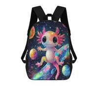 sinyumoney Space Axolotl Adventure Zaino Scolastico Per Bambini, Stampato in 3D, Borsa Scolastica Alla Moda, Borsa Scolastica Casual Per Ragazzi, Studenti Delle Scuole Elementari E Medie 17inch