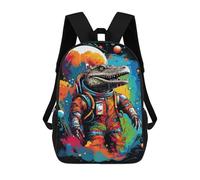 sinyumoney Space Crocodile Astronaut Art Print -1 Zaini Per Bambini, Zaini Scolastici Personalizzati 3D Per Ragazzi E Ragazze, Zaini Scolastici Grandi, Zaini Casual Da Giorno 17inch