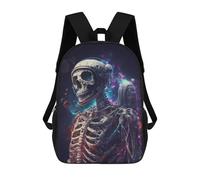 sinyumoney Space Skeleton with Helmet Zaino Per Bambini, Zaino Scolastico Per Bambini, Zaini Scolastici Stampati in 3D Per Ragazzi E Studenti Adolescenti 17inch