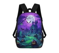 sinyumoney Spooky Halloween Graveyard Zaino Scolastico Per Bambini Stampato in 3D, Zaini Da Viaggio Ad Alta Capacità, Borse Per Libri, Zaini Scolastici Per Bambini 17inch
