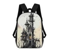 sinyumoney Spooky Haunted House with Full Moon Zaino Per Bambini, Borsa Scolastica Di Grande Capacità, Zaino Per Studenti, Zaino Per Ragazzi, Ragazze, Adulti, Adolescenti 17inch