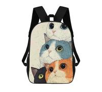 sinyumoney Stack of Four Cute Cats Illustration Zaino Per Bambini Con Stampa 3D, Borsa Scolastica Per Ragazzi, Zainetto Casual, Borsa Divertente Per Bambini E Adolescenti 17inch