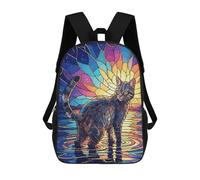 sinyumoney Stained Glass Cat in Water Zaini Casual Per Bambini, Borse Scolastiche Per Ragazzi E Ragazze, Zaini Per Libri, Zaini 17inch