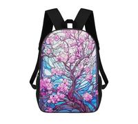 sinyumoney Stained Glass Cherry Blossom Zaino Scolastico Stampato in 3D, Borse Scolastiche Per Ragazzi E Ragazze, Zaino Per Laptop Per Bambini/studenti/adulti 17inch