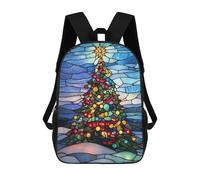 sinyumoney Stained Glass Christmas Tree Zaini Stampati in 3D Per Bambini, Zaini Scolastici, Borse Scolastiche, Zaini Alla Moda Per Ragazzi, Studenti Delle Scuole Elementari E Medie 17inch