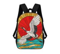 sinyumoney Stained Glass Crane Flying Over Water Zaino Scolastico Per Ragazze E Ragazzi, Zaini Di Grande Capacità, Zaini Leggeri Per Bambini E Studenti 17inch