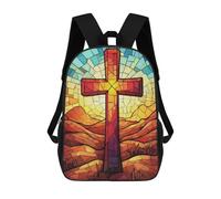 sinyumoney Stained Glass Cross Zaini Stampati in 3D, Borsa Scolastica Casual Per Bambini, Borsa Scolastica Alla Moda Per Ragazzi, Studenti Delle Scuole Medie 17inch