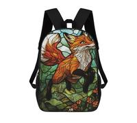 sinyumoney Stained Glass Fox Zaini Scolastici Per Bambini Stampati in 3D, Zaini Casual Per La Scuola, Zaini Da Viaggio Ad Alta Capacità Per Bambini 17inch