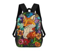 sinyumoney Stained Glass Fox Zaino Per La Scuola Stampato in 3D Borsa Scolastica Per Ragazzi E Ragazze Zaino Per Bambini Zaino Da Viaggio 17inch