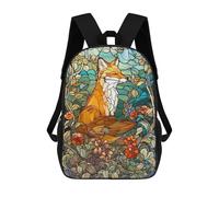 sinyumoney Stained Glass Fox Zaino Scolastico Alla Moda Per Studenti, Adatto A Ragazzi E Ragazze, Ideale Per Viaggi All'aperto E Attività Ricreative. 17inch