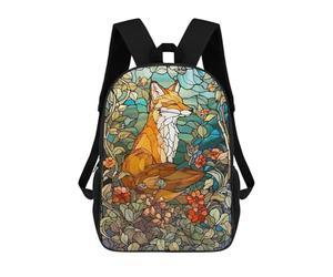 sinyumoney Stained Glass Fox Zaino Scolastico Alla Moda Per Studenti, Adatto A Ragazzi E Ragazze, Ideale Per Viaggi All'aperto E Attività Ricreative. 17inch
