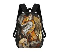 sinyumoney Stained Glass Fox Zaino Scolastico Per Bambini, Zaino Casual Da Viaggio Per Ragazzi E Ragazze, Zaino Da Giorno Di Grande Capacità 17inch