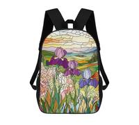 sinyumoney Stained Glass Irises Zaino Scolastico Zaino Per Ragazze E Ragazzi Zaini Di Grande Capacità Zaino Per Bambini Borse Scolastiche Leggere Per Bambini E Studenti 17inch