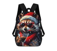 sinyumoney Stained Glass Jesus Zaino Scuola Stampato 3D Per Bambini, Zaino Ragazzo/Ragazza, Borsa Da Viaggio Per Bambini, Cool Raccoon Christmas, 17"