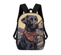 sinyumoney Stained Glass Kitten Zaino scolastico per ragazze e ragazzi, grande capacità, leggero, per bambini e studenti, Black Labrador With Bandana, 17"