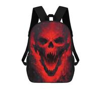 sinyumoney Stained Glass Kitten Zaino scolastico per ragazze e ragazzi, grande capacità, leggero, per bambini e studenti, Red Demon Skull, 17"