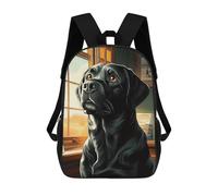 sinyumoney Stained Glass Kitten Zaino scolastico per ragazze e ragazzi, grande capacità, leggero, per bambini e studenti, Black Labrador By Window, 17"