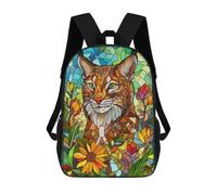 sinyumoney Stained Glass Lynx Zaini, Zaino Per Bambini, Borsa Scolastica Per Studenti, Zaini Da Viaggio Stampati in 3D, Zaino Accessorio Moda, Zaini Impermeabili Per Bambini 17inch