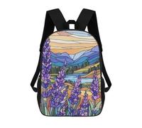 sinyumoney Stained Glass Mountain Landscape Zaino Per Bambini, Borsa Scolastica Per Ragazzi E Adolescenti, Regalo, Zaino Da Viaggio, Zaino Scolastico, Borsa Per Libri 17inch