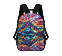 sinyumoney Stained Glass Mountain Reflection Zaino Scolastico Stampato in 3D, Borse Scolastiche Per Ragazzi E Ragazze, Zaino Per Laptop Per Bambini/studenti/adulti 17inch