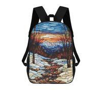 sinyumoney Stained Glass Mountain Stream Zaino Per Bambini Borsa Scolastica Per Ragazzi Cartone Animato Stampa 3D Borsa Scolastica Per Studenti Zaino Per Laptop Per Ragazzi E Ragazze 17inch