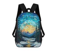 sinyumoney Stained Glass Mountain Sunset Zaini Casual Per Bambini, Borse Scolastiche Per Ragazzi E Ragazze, Zaini Per Libri, Zaini 17inch