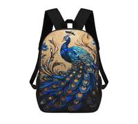 sinyumoney Stained Glass Peacock Artwork-1 Zaino Scolastico Stampato in 3D Per Bambini, Zaino Scolastico Casual Alla Moda Per Bambini Studenti 17inch