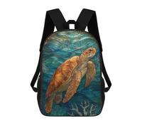sinyumoney Stained Glass Sea Turtle In Ocean Zaini Stampati in 3D Per Bambini, Zaini Scolastici, Borse Scolastiche, Zaini Alla Moda Per Ragazzi, Studenti Delle Scuole Elementari E Medie 17inch