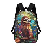 sinyumoney Stained Glass Sloth in Floral Frame Zaini Per Bambini, Zaino Scolastico Alla Moda, Borsa Scolastica Stampata in 3D Per Ragazzi, Studenti Delle Scuole Elementari E Medie 17inch