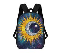 sinyumoney Stained Glass Sun And Moon Galaxy Zaino Scolastico Zaini Scolastici Per Ragazze Zaini Per Ragazzi Con Tasche Borsa Scolastica Alla Moda Zaino Per Bambini 17inch