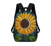 sinyumoney Stained Glass Sunflower with Moon Zaini Per Bambini Zaino Scolastico Borsa Scolastica Stampata in 3D Borsa Scolastica Per Ragazzi Studenti Delle Scuole Elementari E Medie 17inch