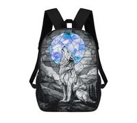 sinyumoney Stained Glass Wolf Zaino Per Bambini, Borsa Scolastica Di Grande Capacità, Zaino Per Studenti, Zaino Per Ragazzi, Ragazze, Adulti, Adolescenti 17inch