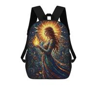 sinyumoney Stained Glass Woman with Flame Zaini Per Bambini Zaino Scolastico Borsa Scolastica Stampata in 3D Borsa Scolastica Per Ragazzi Studenti Delle Scuole Elementari E Medie 17inch