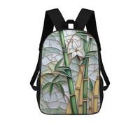 sinyumoney Stained Tree Glass Bamboo Zaino Scolastico Per Bambini Stampato in 3D, Zaini Da Viaggio Ad Alta Capacità, Borse Per Libri, Zaini Scolastici Per Bambini 17inch