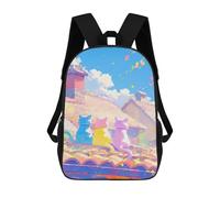 sinyumoney Stampa 3D Arancione Cat Stretching Zaini Scuola Per Bambini Zaini Per Ragazzi Zaino Grande Da Viaggio Zaini Da Giorno, Three Cats On A Roof, 17"