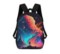 sinyumoney Stampa 3D astronauta in Cosmic Dreamscape, 2 zaini per bambini, per scuola, zaini scolastici, borse a tracolla, borse per libri, Cosmic Explorer, 17"