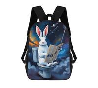 sinyumoney Stampa 3D Duck And Castle Zaini Scuola Per Bambini Da 17 Pollici Borse Per Libri Per Ragazzi Grande Zaino Da Viaggio, Zaini Da Giorno, Rabbit And Space Toilet, 17"